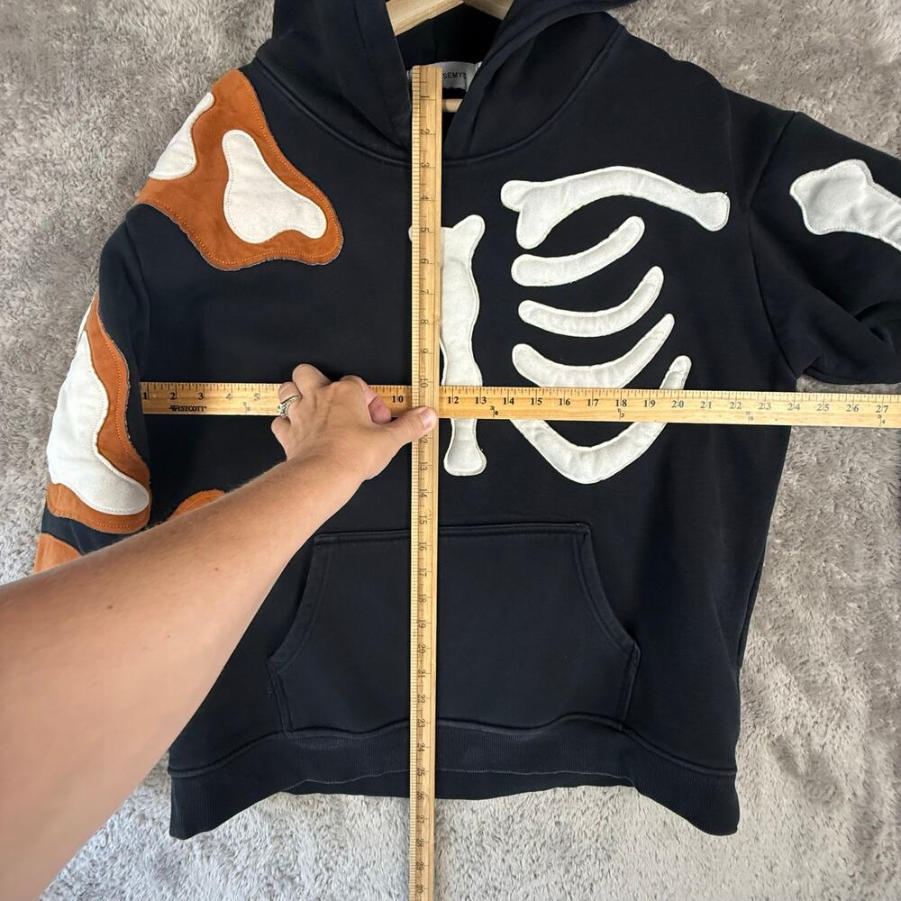 Coursemys Black Skeleton Hoodie L Large Y2K Super Thick RARE Skater Punk - Picture 11 of 13